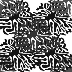 Stylish doodle seamless pattern with splash pattern black on white background. Abstract wallpaper, fabric.