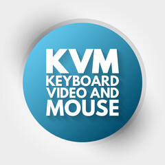 KVM - Keyboard Video and Mouse acronym, technology concept background