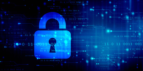 2d illustration Safety concept: Closed Padlock on digital background
