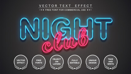 Night club - edit text effect, font style - obrazy, fototapety, plakaty