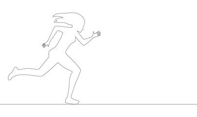 Fototapeta na wymiar one line drawing of athlete running fast