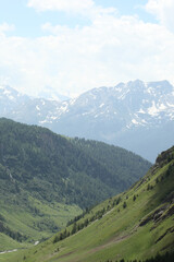 scenic view on a mountain panorama on Italian Alps with copy space for your text