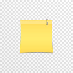 Metal clip attached to paper on an isolated transparent background. Realistic paper, notes. Metal paper clip, paper, notes png.