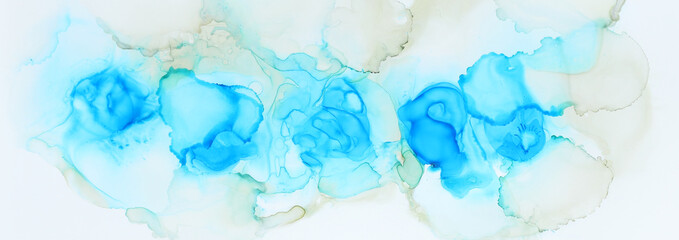 art photography of abstract fluid painting with alcohol ink, blue colors