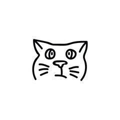 Fototapeta na wymiar Single hand drawn cat's head. Funny pet. Doodle vector illustration. Isolated on a white background.