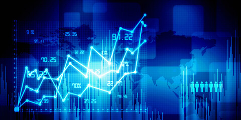 2d rendering Stock market online business concept. business Graph 
