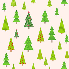 Seamless Christmas background with decorative Christmas tree