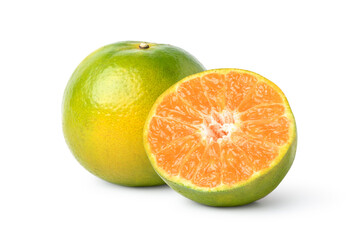 Shogun (Tangerine) orange with cut in half isolated on white background.