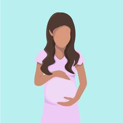 pregnant woman stroking her belly with her handsь