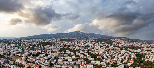 Athens Greece aerial drone panoramic view from Penteli mountain