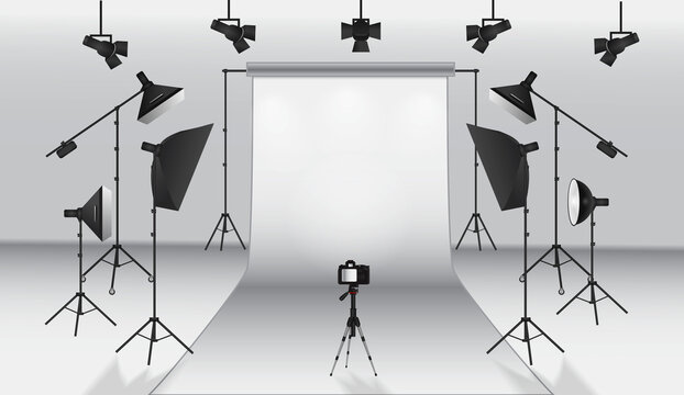 realistic photo studio white blank background isolated