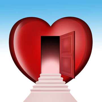 illustration of open heart door