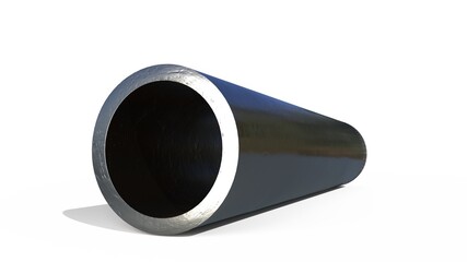 Round pipe metal profile, isolated design industrial 3D rendering