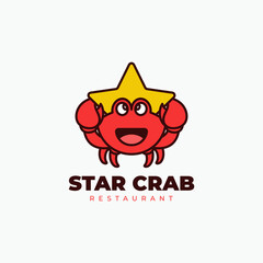 Star crab logo template. Crab seafood restaurant logo. Crab and star icon concept. Vector illustration