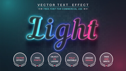 Light - edit text effect, font style - obrazy, fototapety, plakaty