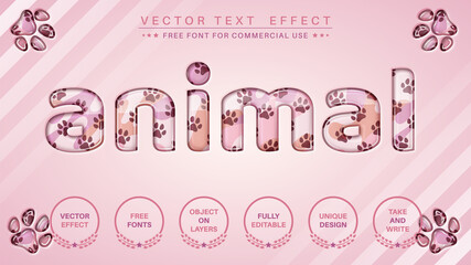 Animal paw - edit text effect, font style