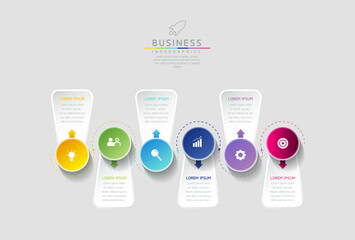 Vector illustration infographics design template, business information, presentation chart, with 6 options or steps. 