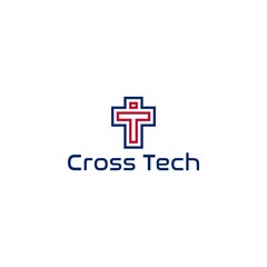 Fototapeta na wymiar T Cross Tech Logo Design Vector