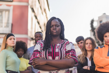 Multiethnic people standing on street during Black Lives Matter protest