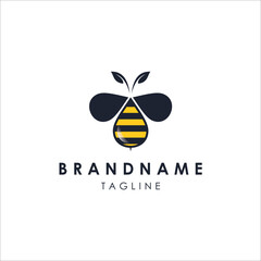 bee and water drop illustrator vector logo. modern elegance.