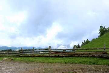 Wooden fence on top of the mountain