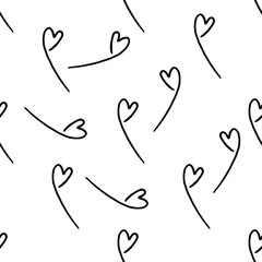 Trendy black and white graphic seamless pattern with strokes and stains. Minimalist Scandinavian style. Vector abstract background with hand painted lines. Design for wrapping paper, prints, fabrics