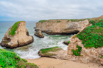 An amazing landscape visible from the Pacific Highway called Shark Fin Bay or Shark Teeth Beach,...