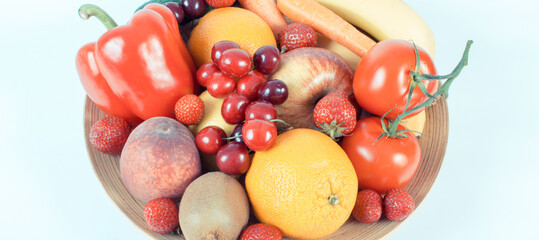 Fresh natural fruits and vegetables. Food containing healthy minerals and vitamins