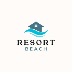 Palm Resort Logo Template Isolated in White Background