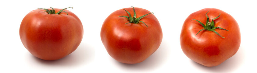 collection of fresh red tomato on a white background