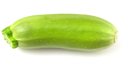 Little fresh young green zucchini on a white background