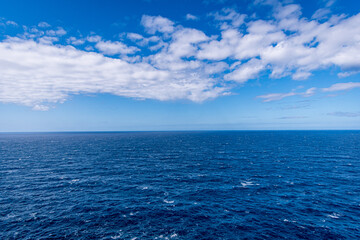 blue sky with some white clouds and sea 