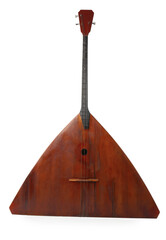Bass balalaika isolated on white. Folk string musical instrument - obrazy, fototapety, plakaty