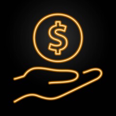 Save money neon sign, modern glowing banner design, colorful trend of modern design on black background. Vector illustration.