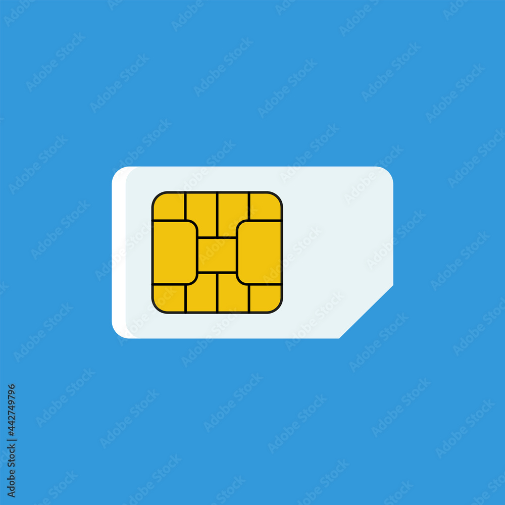 Wall mural sim card icon for phone. on a blue background vector illustration