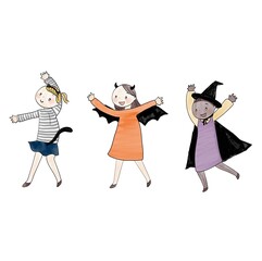 ハロウィン　ポーズをとる女の子セット
