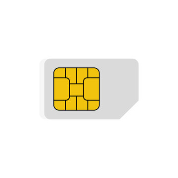 Sim card flat icon. Vector illustration cartoon design. Isolated on background. Mobile element.
