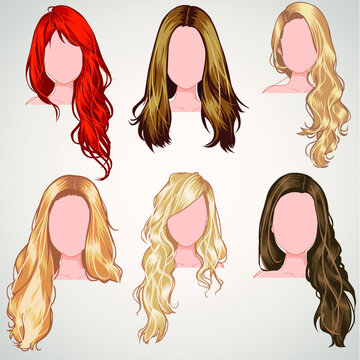  Set female hair style sprites game vector image