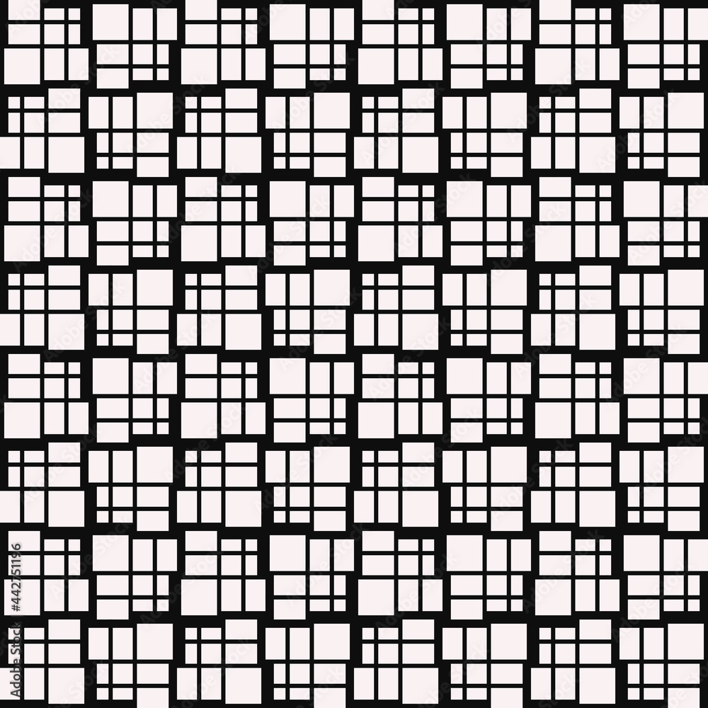 Poster Mosaic black carcass. Vector simple pattern. Nine parts of block tiles.