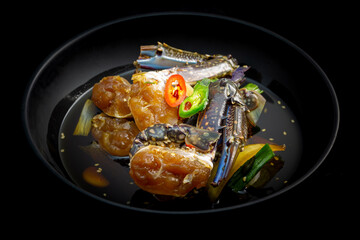 Korean food Raw crabs marinated in soy sauce which is called Ganjang-gejang