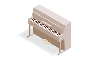 Isometric piano illustration. Vector woodden clasical, acoustic piano illustration isolated on white background. © Gexam