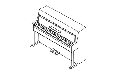 piano keys vector illustration. Outline black and white illustration with black lines. © Gexam