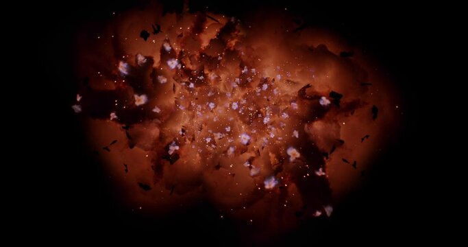 Fire Explosions And Blasts. Isolated Black Background. Luma Channel is Included. High Quality 4K VFX Element.