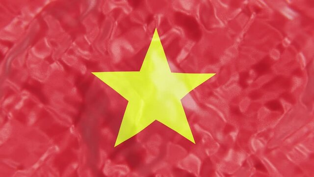 Realistic looping slow motion 3D animation of the national flag of Vietnam rendered in UHD