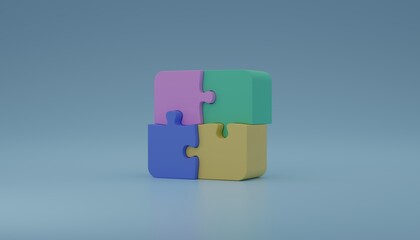 Jigsaw puzzle pieces concept of teamwork or problem-solving skill 3D rendering illustration