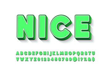 vector alphabet font, gray and green style background, typeface vector design