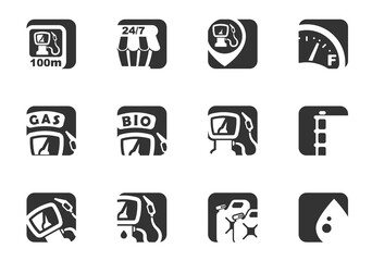 Petrol station icons set