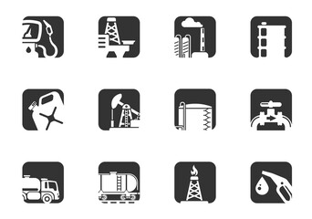 Oil and petrol industry objects icons