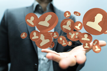 3d network in hand people