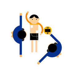 Cartoon of CPR with  AED.